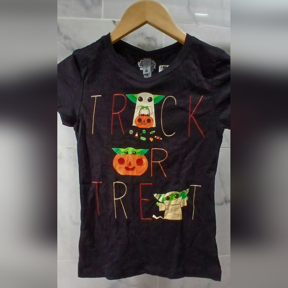Star Wars Yoda TRICK OR TREAT T-SHIRT Short Sleeve Girls Size 7-8 NWT